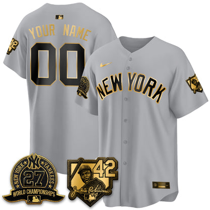 NYY 2026 Jackie Robinson Day Vapor Limited Gold Edition Custom Jersey - All Stitched