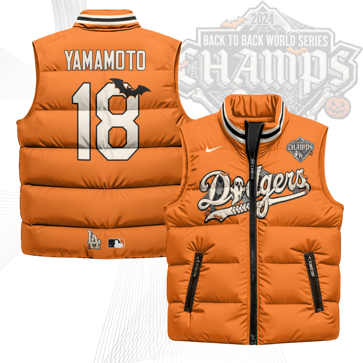 Los Angeles Dodgers Halloween 2026 Unisex Puffer Vest - Printed-NQD