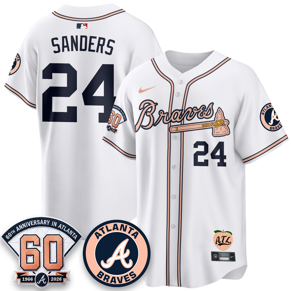 ATL 60th Anniversary Peach Edition Vapor Premier Limited Jersey - All Stitched-DMQ