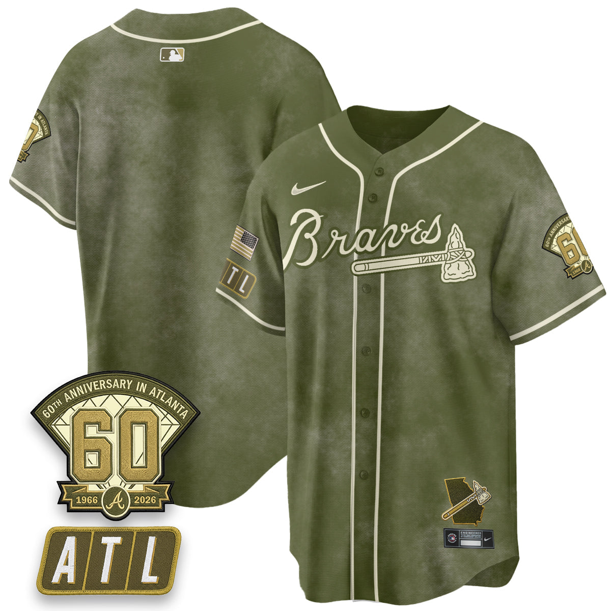 ATL New Era Olive 2026 Armed Forces Day Vapor Limited Jersey - Stitched-NQD