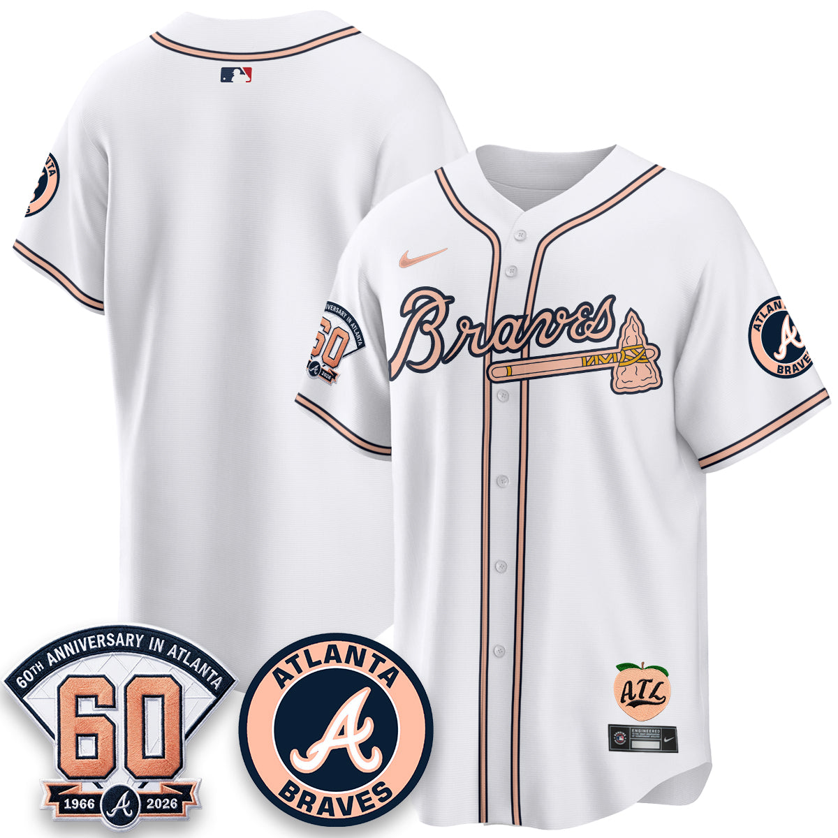 ATL 60th Anniversary Peach Edition Vapor Premier Limited Jersey - All Stitched-DMQ