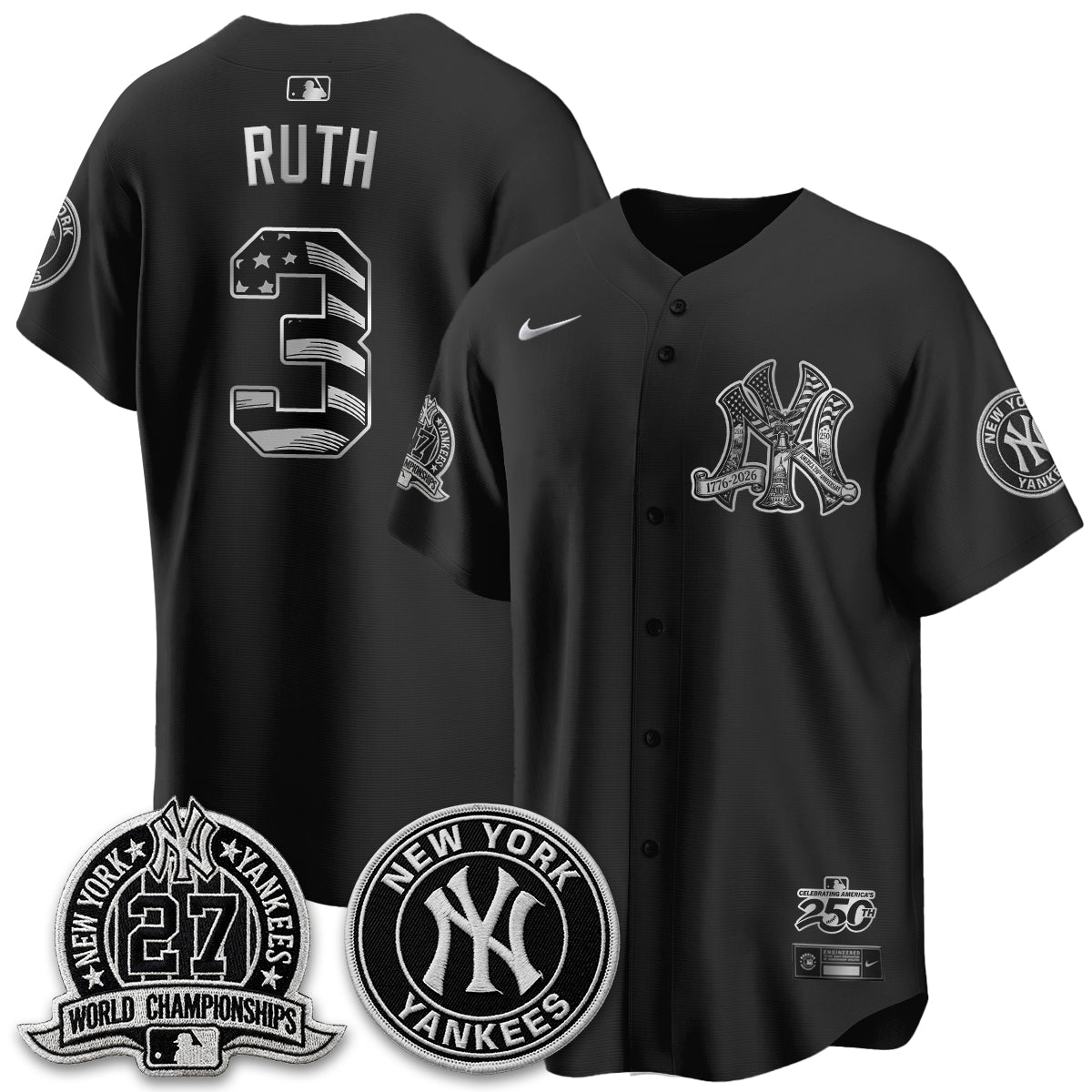NYY Fourth of July USA Vapor Limited Jersey - Stitched-NQD