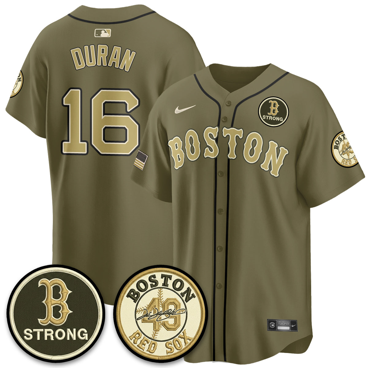 BOS New Era Olive 2026 Armed Forces Day Jersey - Stitched-NQD