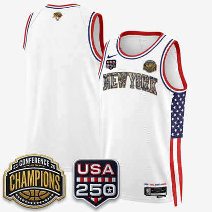 NYK 2026 NBA Eastern Conference Champions x Fourth of July Vapor Jersey - Stitched-NQD