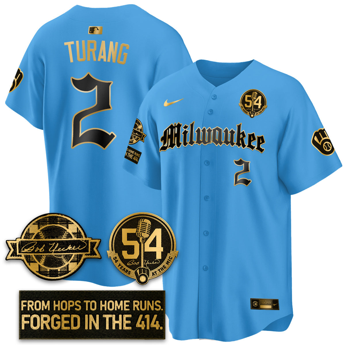MIL Bob Uecker Patch Vapor Premier Limited Jersey - Gothic Edition - All Stitched