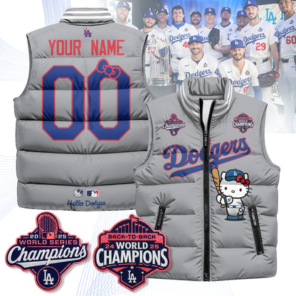 Los Angeles Dodgers Meow KT Edition Unisex Custom Puffer Vest - Printed-NQD
