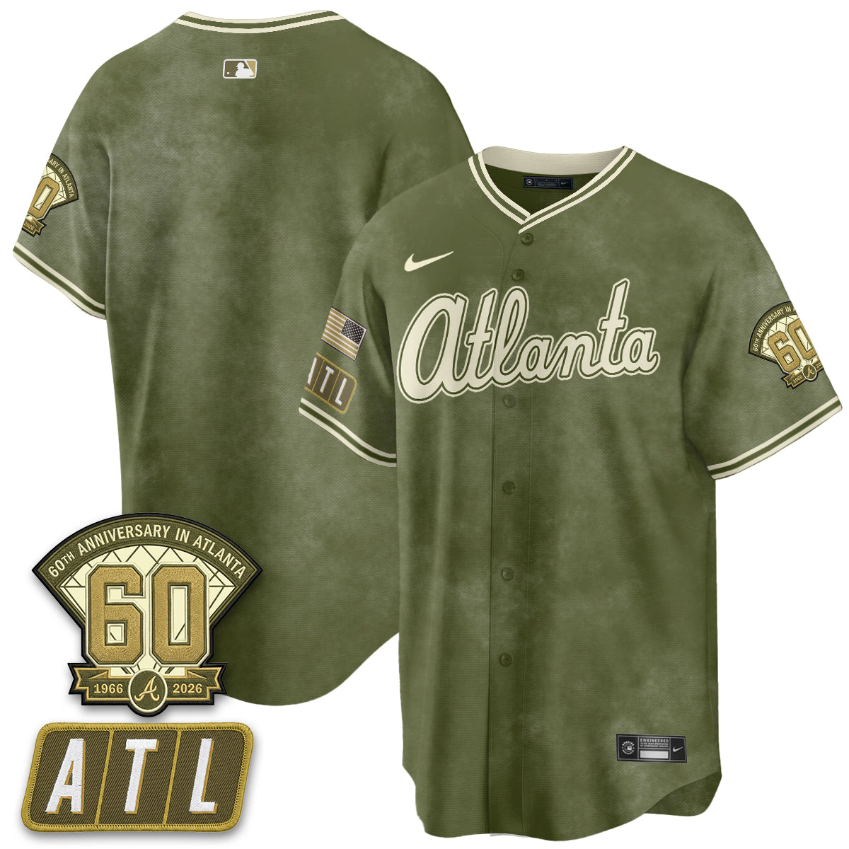 ATL New Era Olive 2026 Armed Forces Day Vapor Limited Jersey - Stitched-NQD