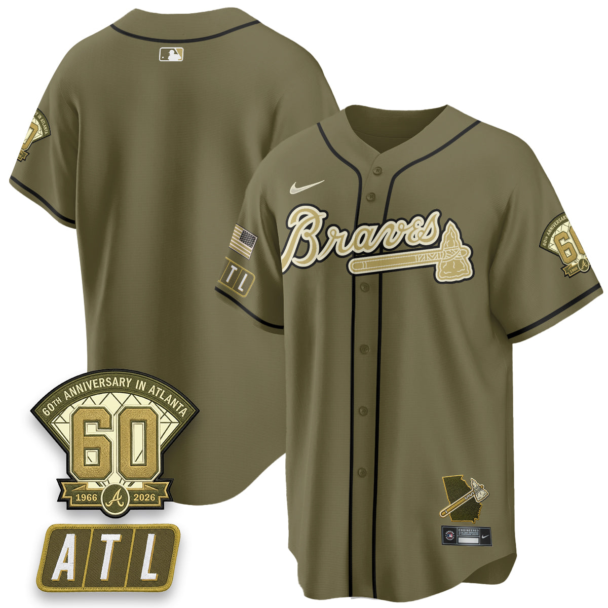 ATL New Era Olive 2026 Armed Forces Day Vapor Limited Jersey - Stitched-NQD