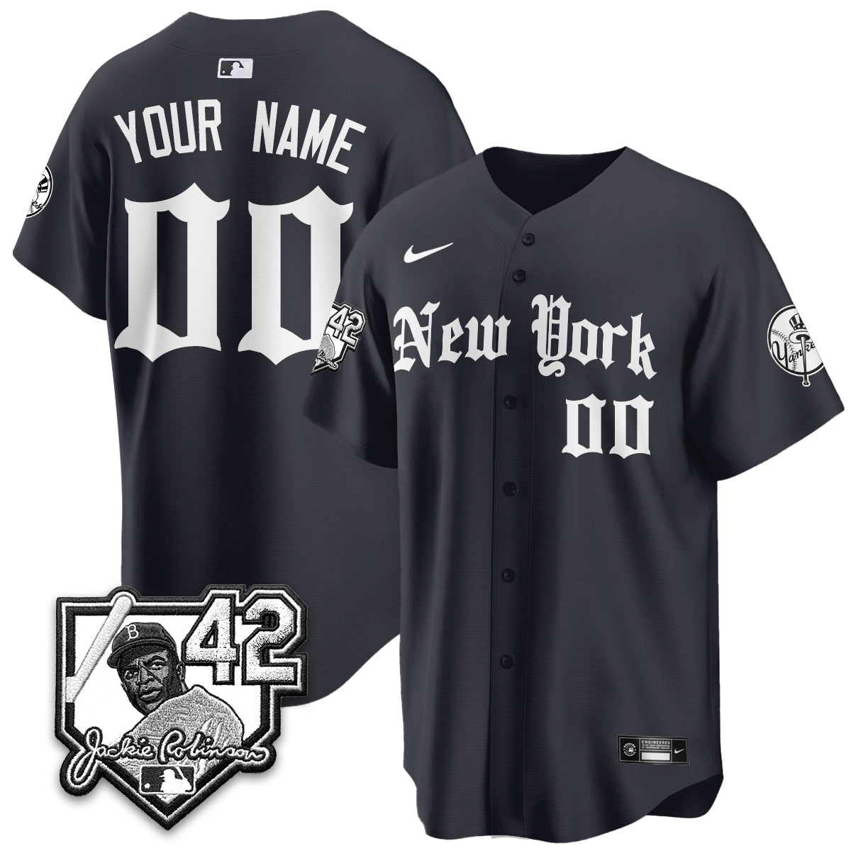 NYY 2026 Jackie Robinson Day Gothic Vapor Custom Limited Jersey - Stitched-NQD