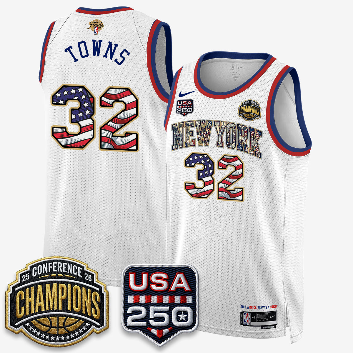 NYK 2026 NBA Eastern Conference Champions x Fourth of July Vapor Jersey - Stitched-NQD