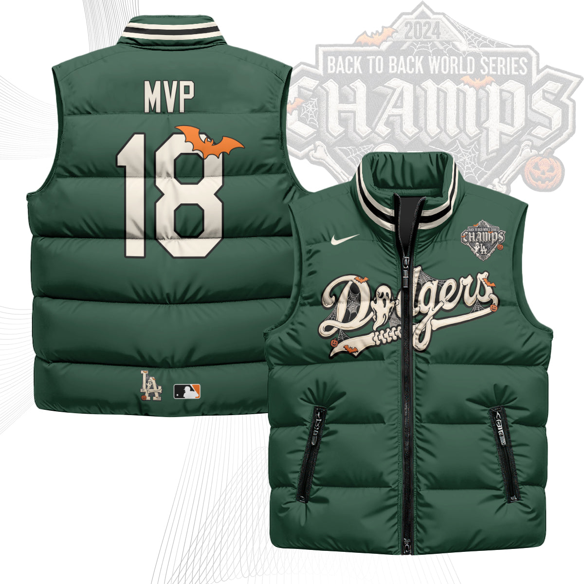 Los Angeles Dodgers Halloween 2026 Unisex Puffer Vest - Printed-NQD