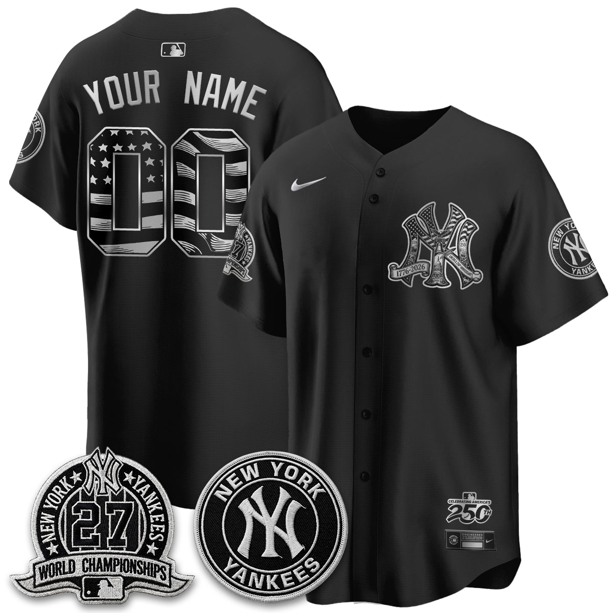 NYY Fourth of July USA Vapor Limited Custom Jersey - Stitched-NQD
