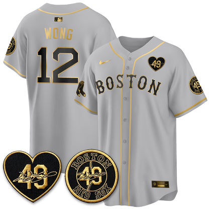 BOS Tim Wakefield Memorial Patch Vaper Premier Limited Gold Edition Jersey - All Stitched