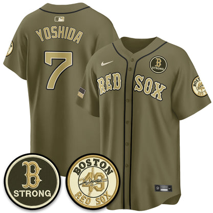 BOS New Era Olive 2026 Armed Forces Day Jersey - Stitched-NQD