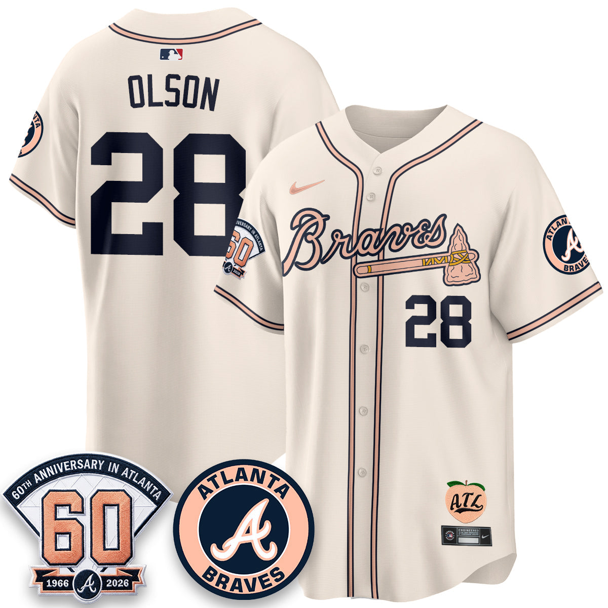 ATL 60th Anniversary Peach Edition Vapor Premier Limited Jersey - All Stitched-DMQ