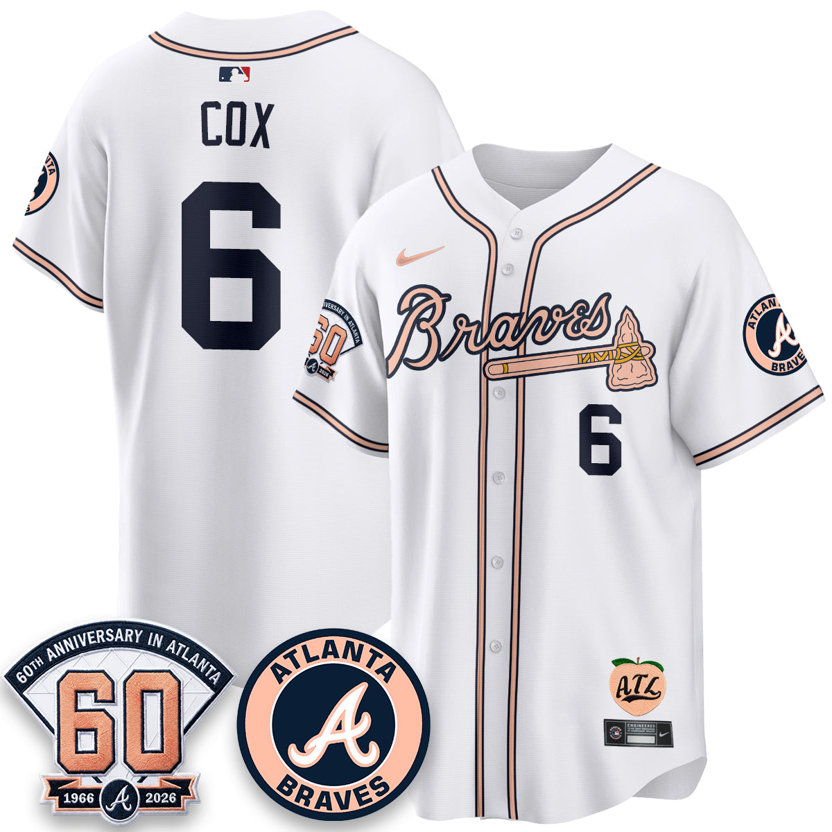 ATL 60th Anniversary Peach Edition Vapor Premier Limited Jersey - All Stitched-DMQ