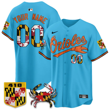 Baltimore Orioles Crab x Maryland Vapor Limited Custom Jersey - Stitched-NQD