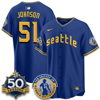 SEA Ken Griffey Jr. Patch Vapor Premier Limited Jersey - All Stitched