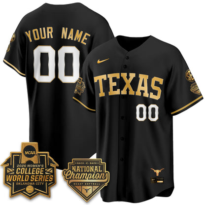 Texas Longhorns Softball 2026 World Series (WCWS) Vapor Premier Limited Custom Jersey - B2B Champs - All Stitched