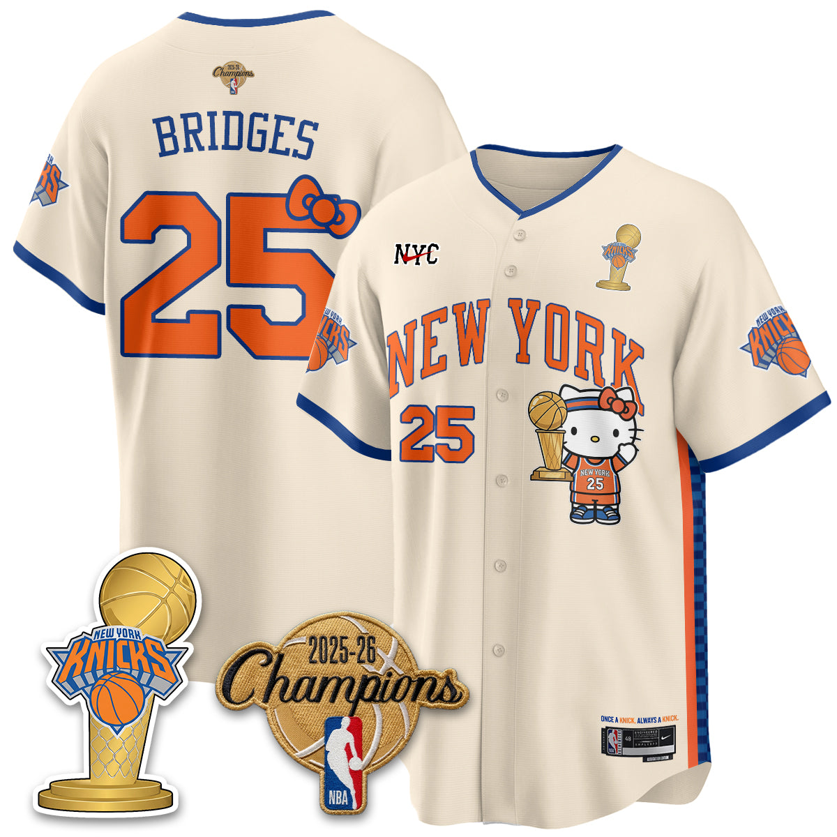 New York Knicks 2026 NBA Champions x Meow Kitty Vapor Jersey - Stitched