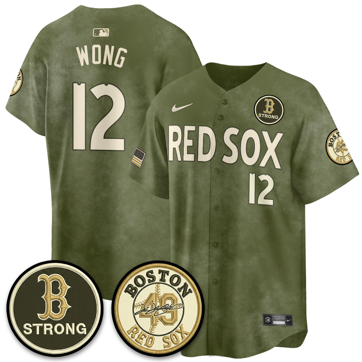 BOS New Era Olive 2026 Armed Forces Day Jersey - Stitched-NQD