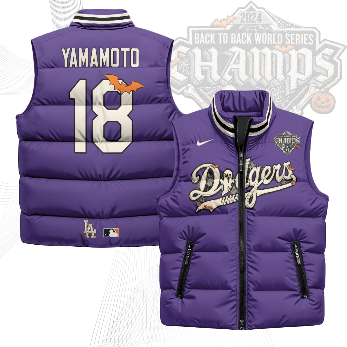 Los Angeles Dodgers Halloween 2026 Unisex Puffer Vest - Printed-NQD