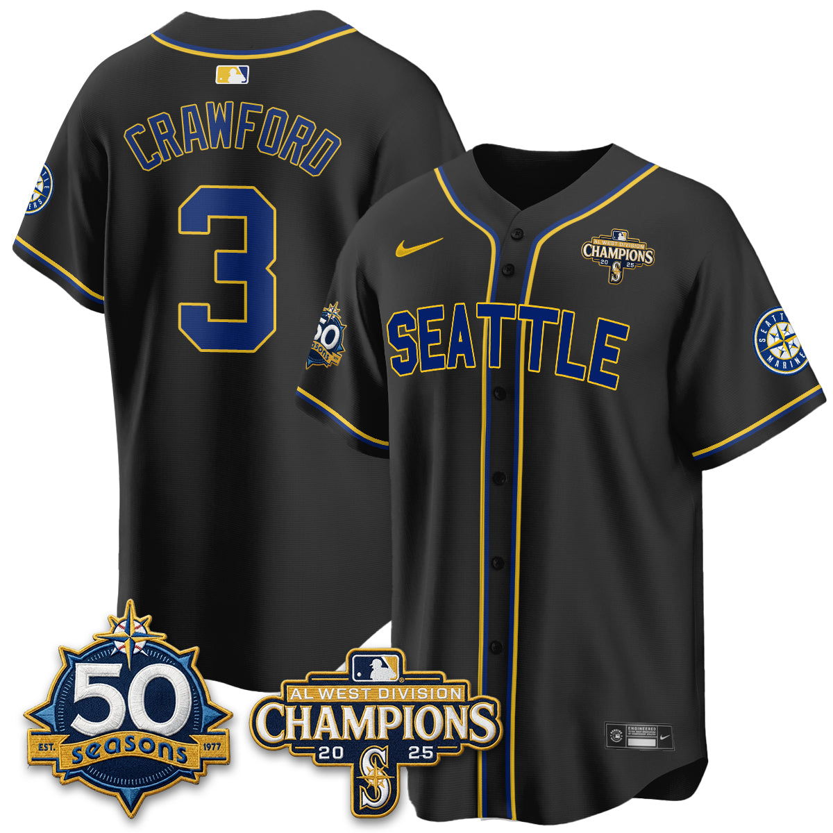 SEA 50th Anniversary Black Out Style Vapor Premier Limited Jersey - All Stitched