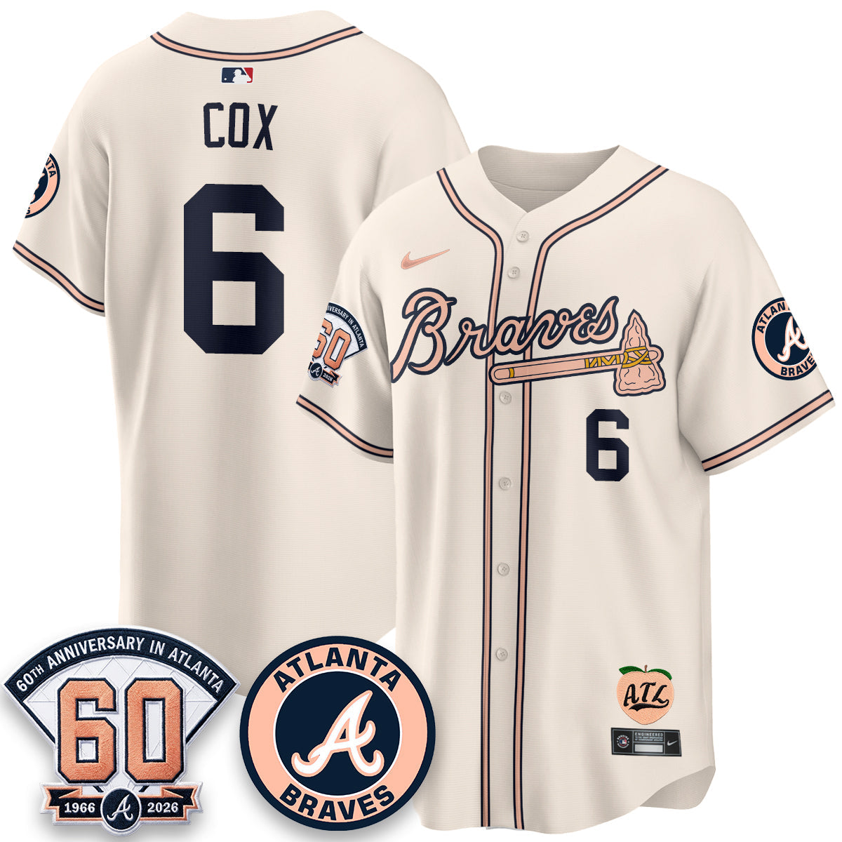 ATL 60th Anniversary Peach Edition Vapor Premier Limited Jersey - All Stitched-DMQ