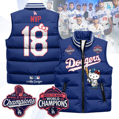 Los Angeles Dodgers Meow KT Edition Unisex Puffer Vest - Printed-NQD
