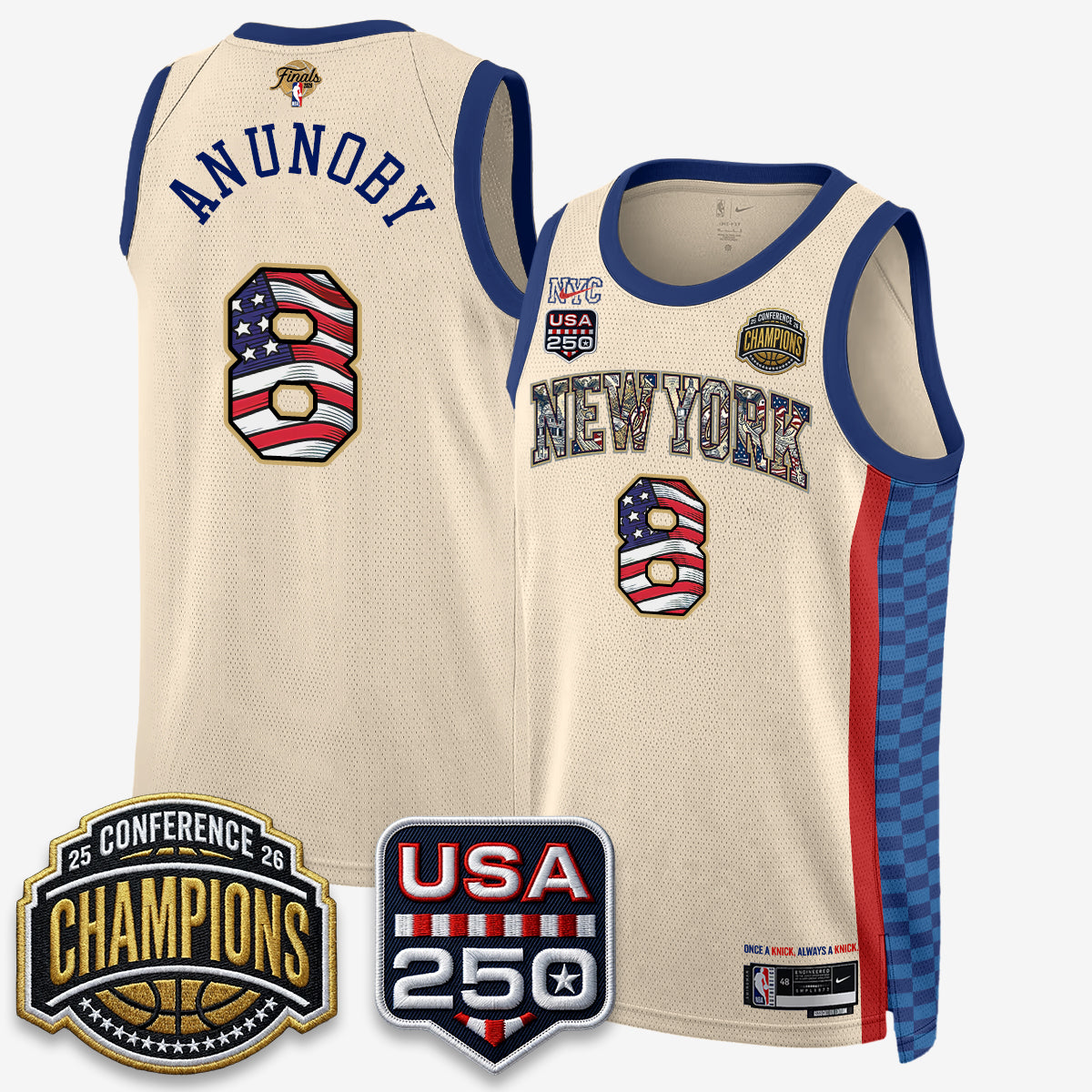 NYK 2026 NBA Eastern Conference Champions x Fourth of July Vapor Jersey - Stitched-NQD