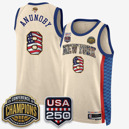NYK 2026 NBA Eastern Conference Champions x Fourth of July Vapor Jersey - Stitched-NQD