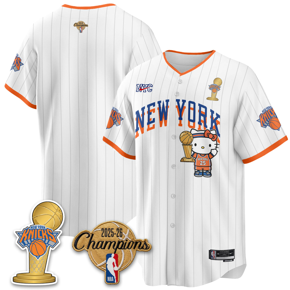 New York Knicks 2026 NBA Champions x Meow Kitty Vapor Jersey - Stitched