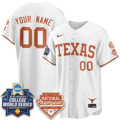 Texas Longhorns Softball 2026 World Series (WCWS) Vapor Premier Limited Custom Jersey - B2B Champs - All Stitched