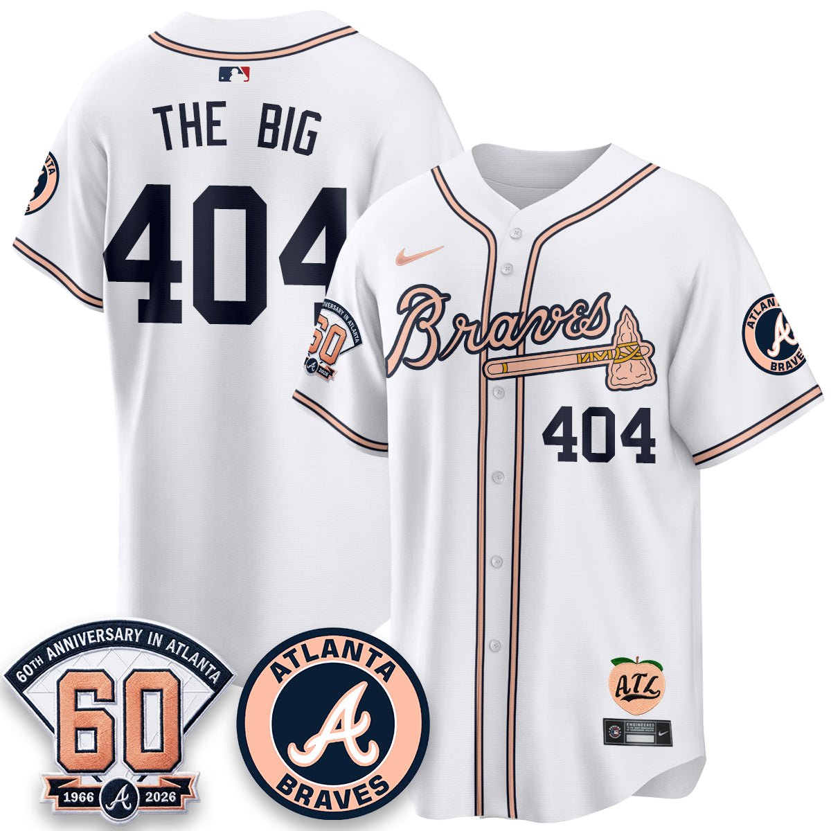 ATL 60th Anniversary Peach Edition Vapor Premier Limited Jersey - All Stitched-DMQ