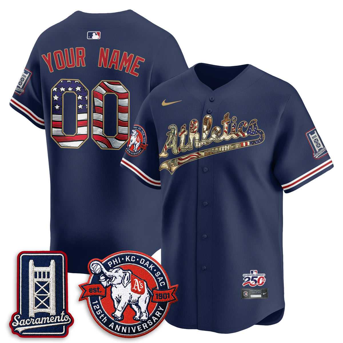OAK  2026 Independence Day USA Vapor Custom Jersey - Stitched-NQD