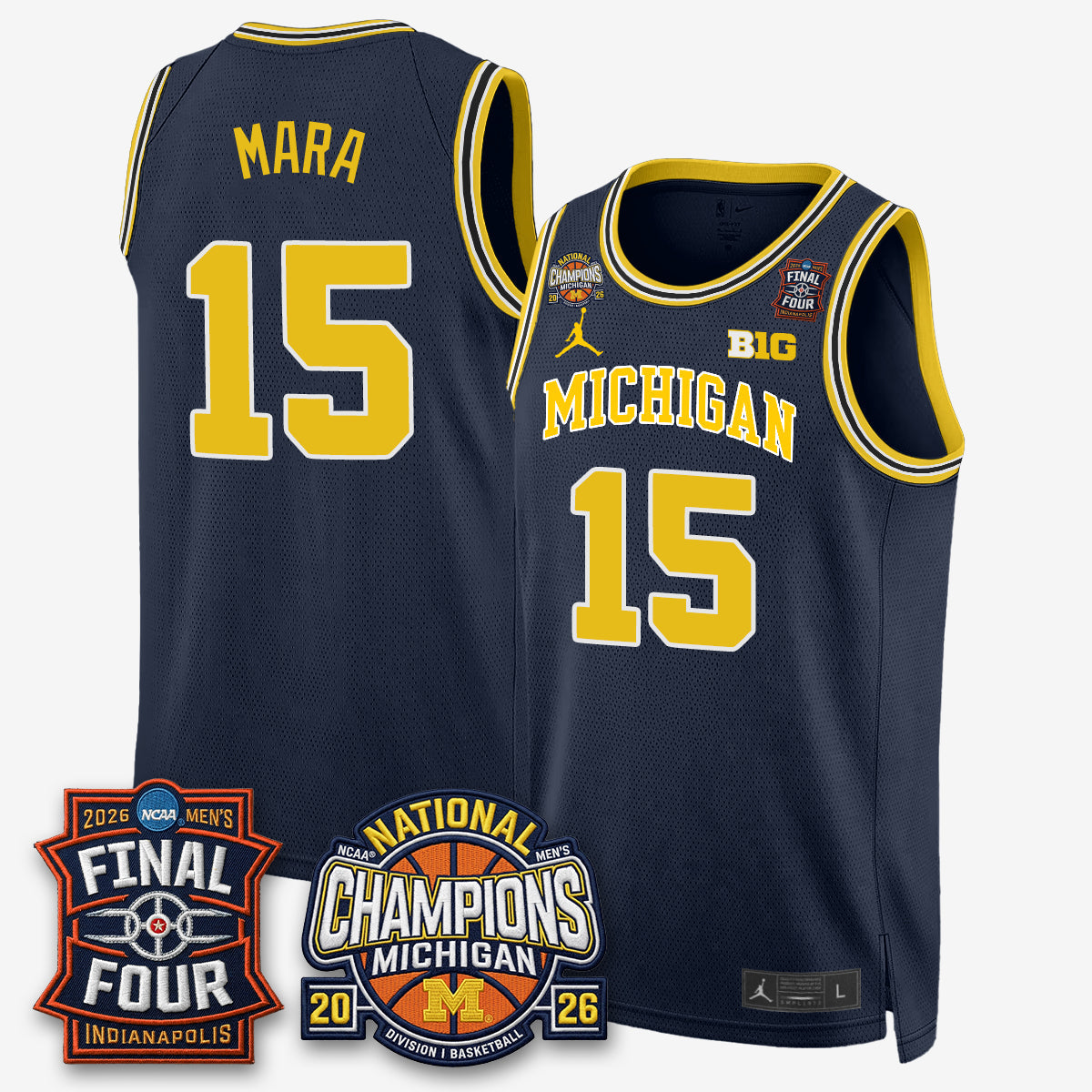 MICH Basketball National Champions Big Text Limited Vapor Jersey - Stitched-NQD