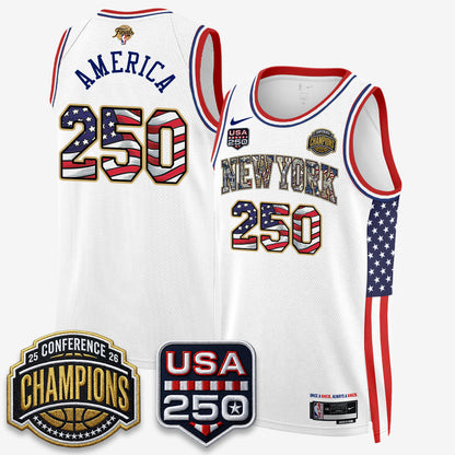 NYK 2026 NBA Eastern Conference Champions x Fourth of July Vapor Jersey - Stitched-NQD