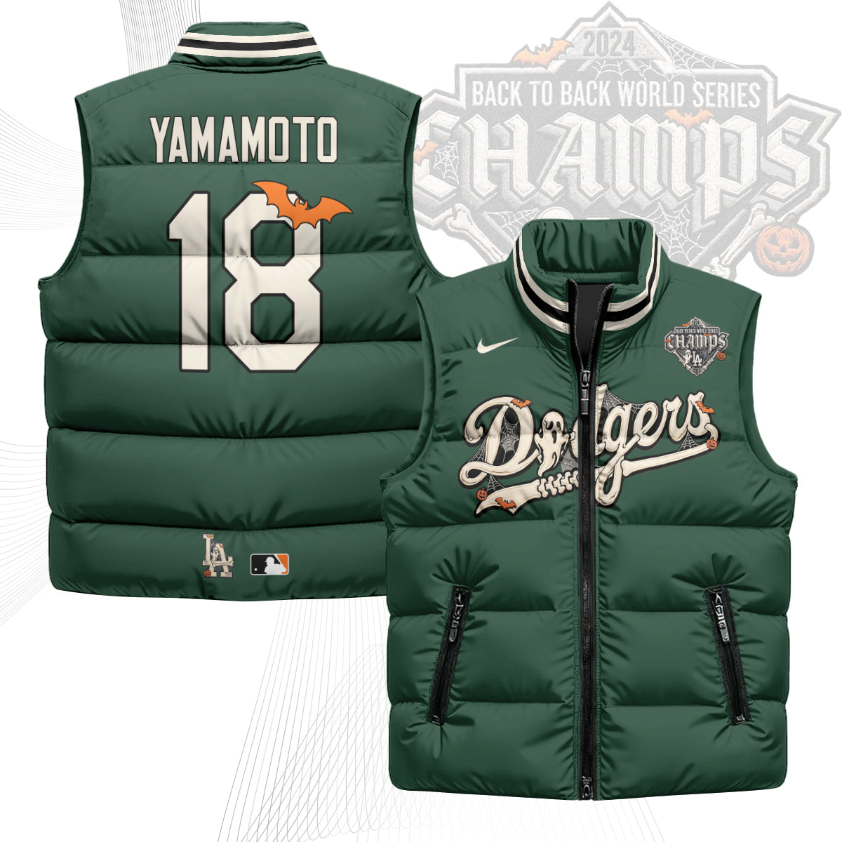 Los Angeles Dodgers Halloween 2026 Unisex Puffer Vest - Printed-NQD