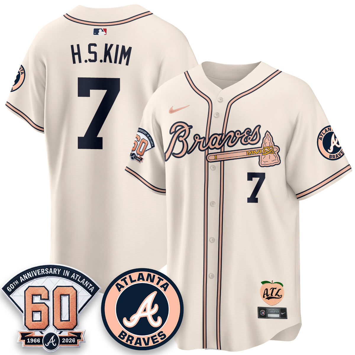 ATL 60th Anniversary Peach Edition Vapor Premier Limited Jersey - All Stitched-DMQ