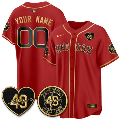 BOS Tim Wakefield Memorial Patch Vaper Premier Limited Gold Edition Custom Jersey - All Stitched