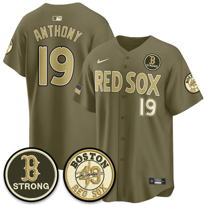 BOS New Era Olive 2026 Armed Forces Day Jersey - Stitched-NQD