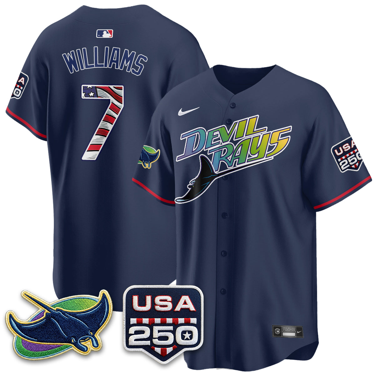 Tampa Bay Rays Independence Day USA 2026 City Connect Vapor Jersey - Stitched
