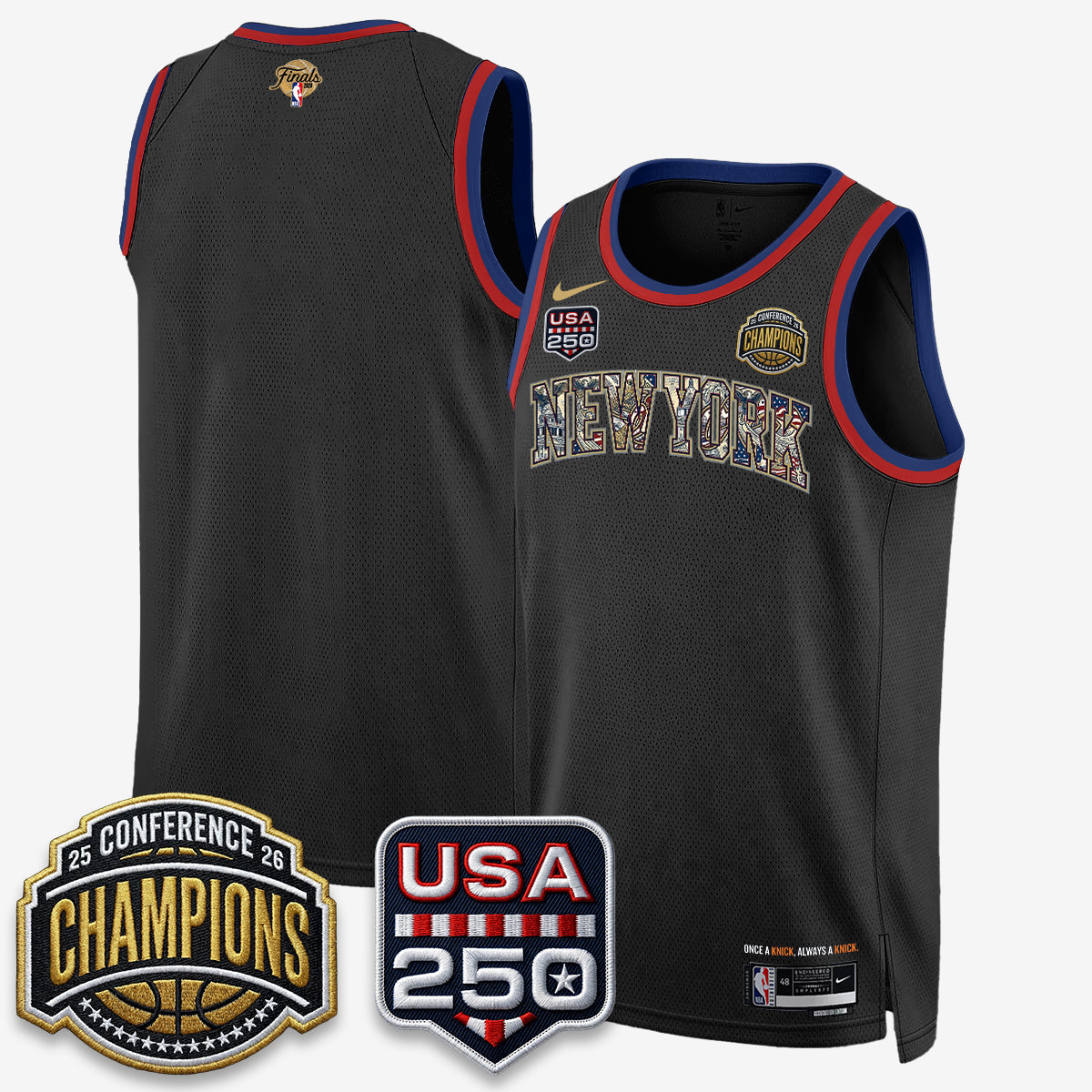 NYK 2026 NBA Eastern Conference Champions x Fourth of July Vapor Jersey - Stitched-NQD