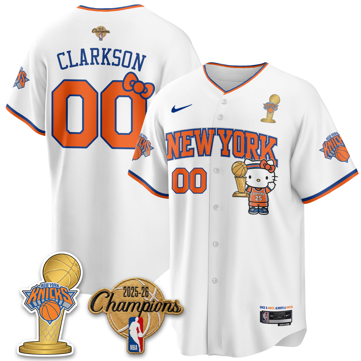 New York Knicks 2026 NBA Champions x Meow Kitty Vapor Jersey - Stitched