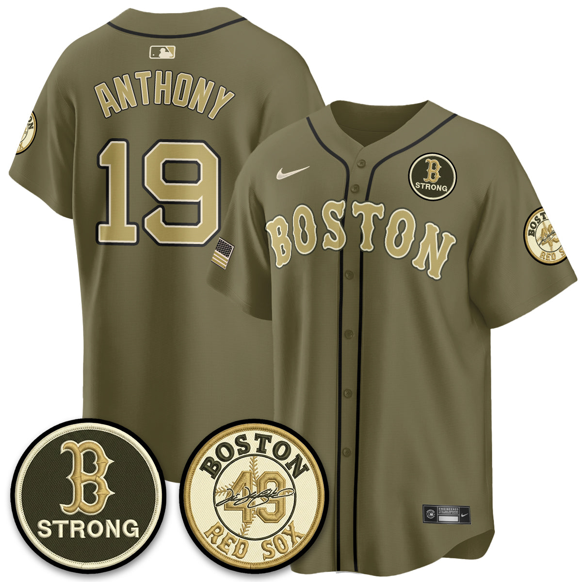 BOS New Era Olive 2026 Armed Forces Day Jersey - Stitched-NQD
