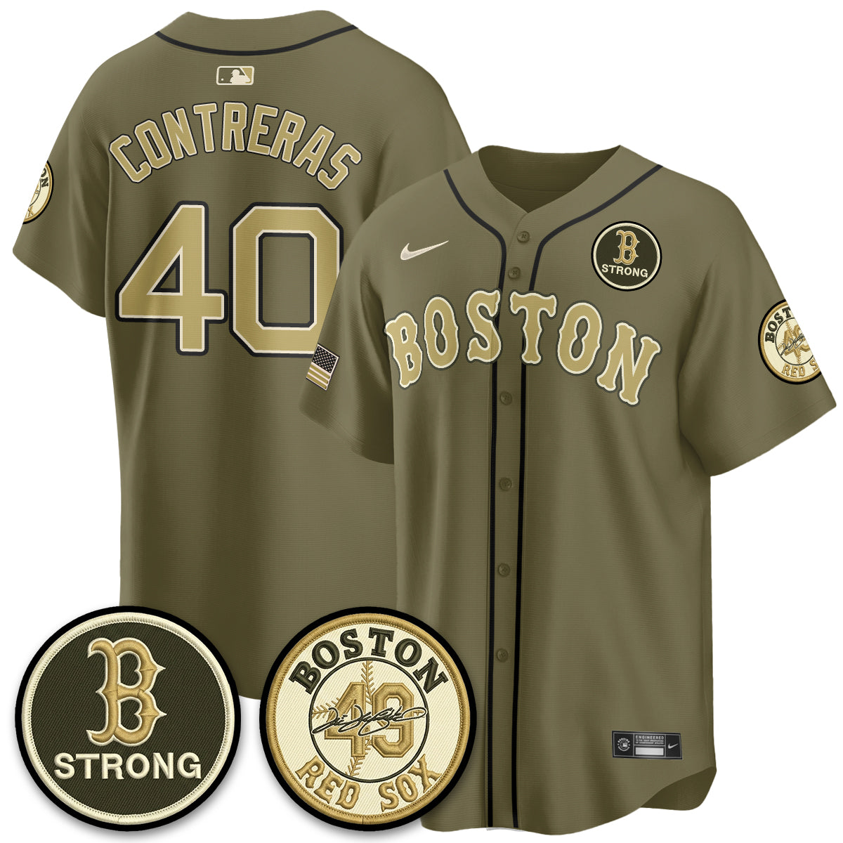 BOS New Era Olive 2026 Armed Forces Day Jersey - Stitched-NQD
