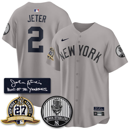 NYY John Sterling Tribute Patch Vapor Premier Limited Jersey - Stitched