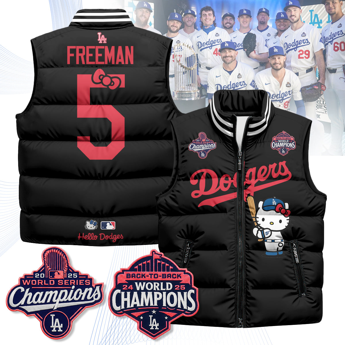 Los Angeles Dodgers Meow KT Edition Unisex Puffer Vest - Printed-NQD