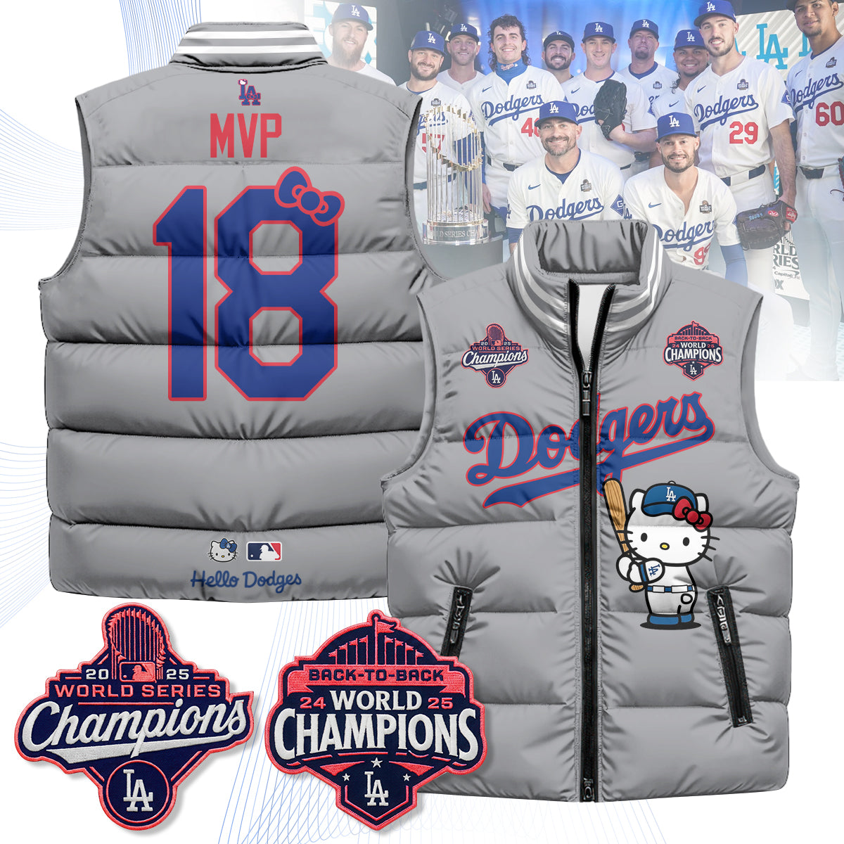 Los Angeles Dodgers Meow KT Edition Unisex Puffer Vest - Printed-NQD