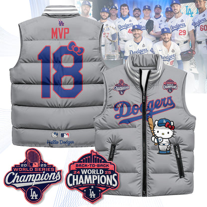Los Angeles Dodgers Meow KT Edition Unisex Puffer Vest - Printed-NQD